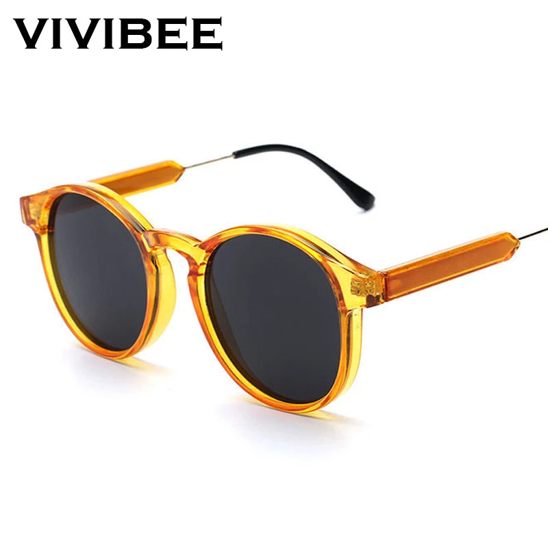 VIVIBEE Gothic Transparent Women Vintage Square Sunglasses 90s Round Sun Glasses 2024 Trending Products UV400 Men Shades